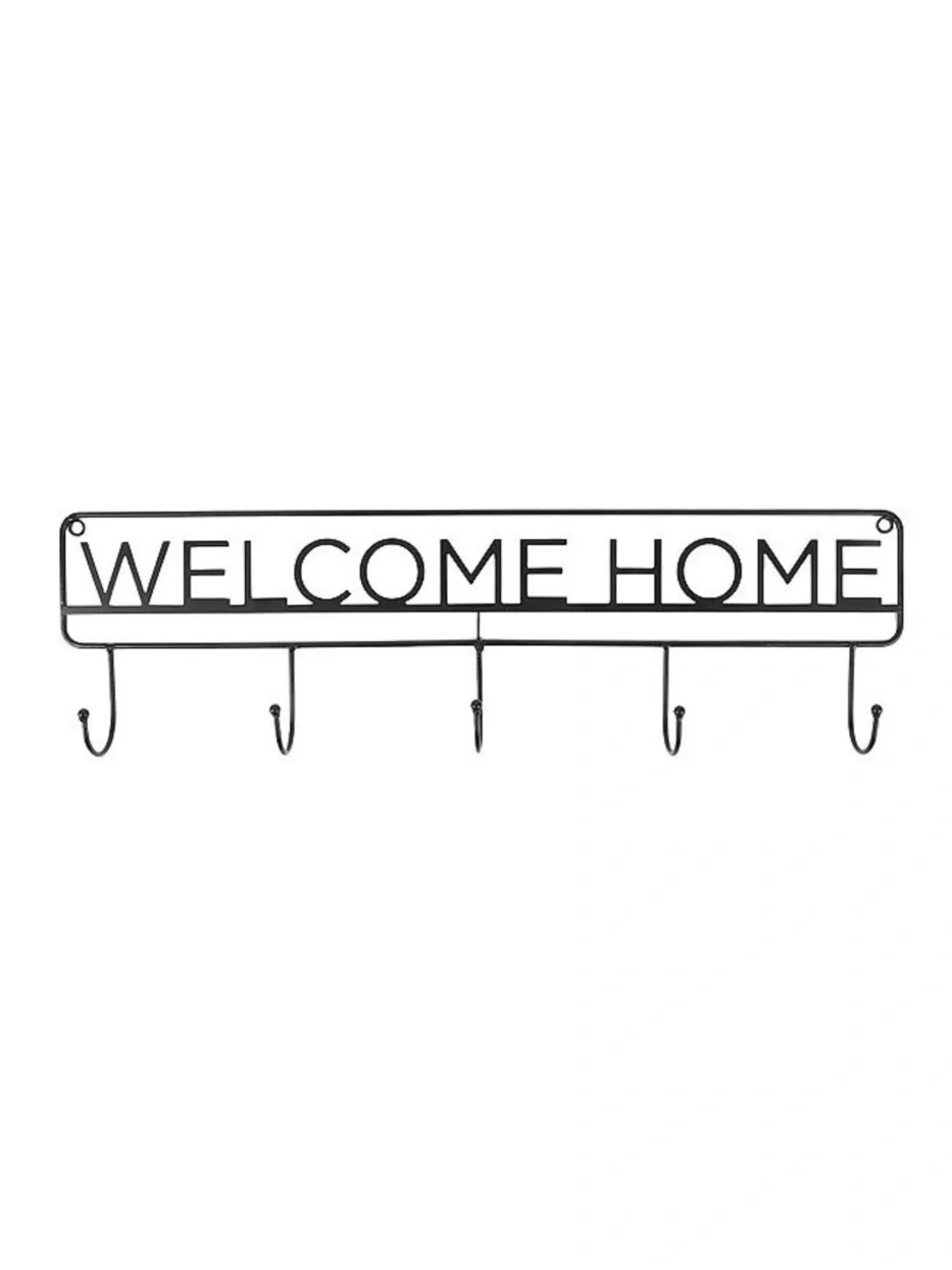 Welcome Home Wall Hook Rack - Black Metal Coat and Key Organizer